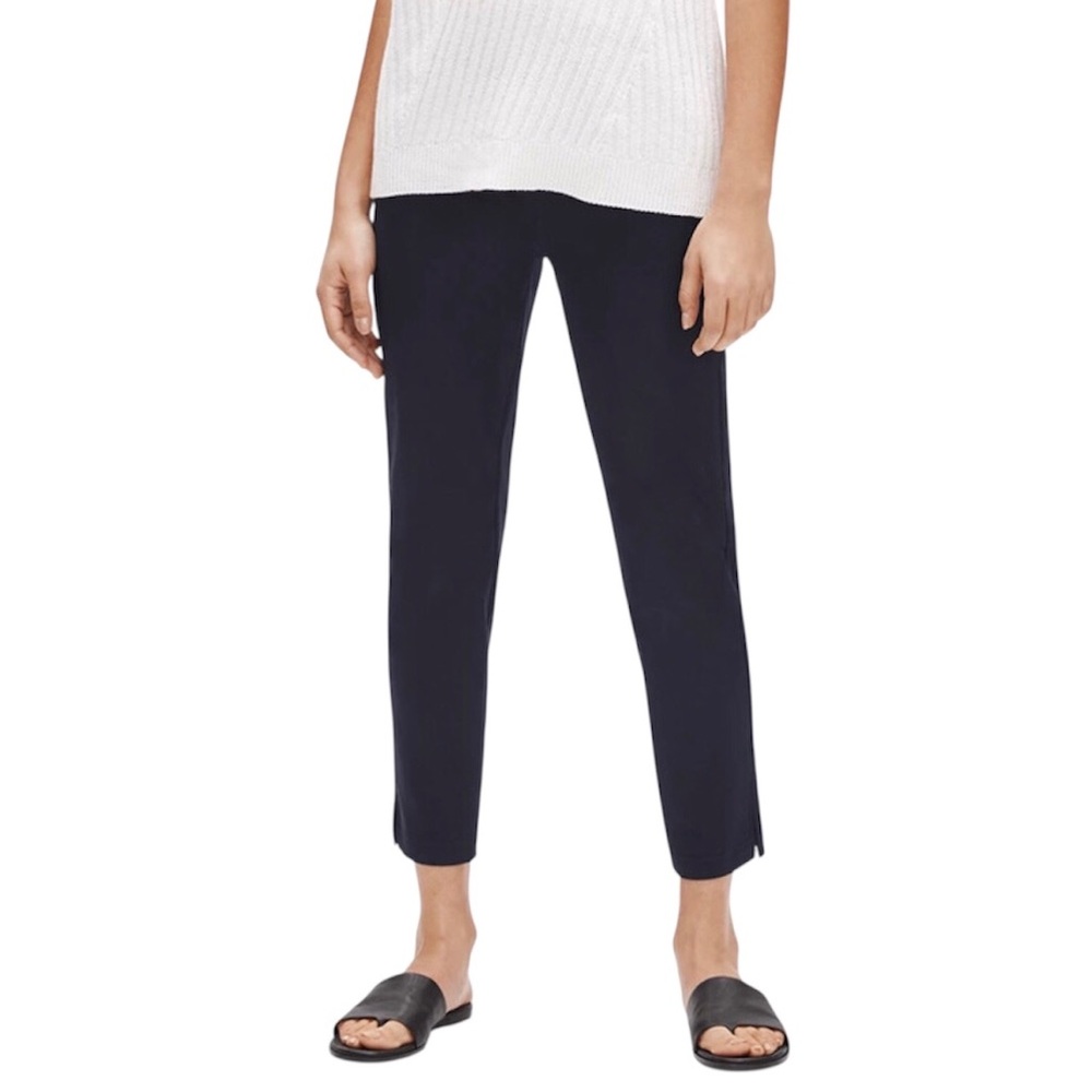 Eileen Fisher Pants Black Organic Cotton Slim Fit Split Ankle Size 3X
